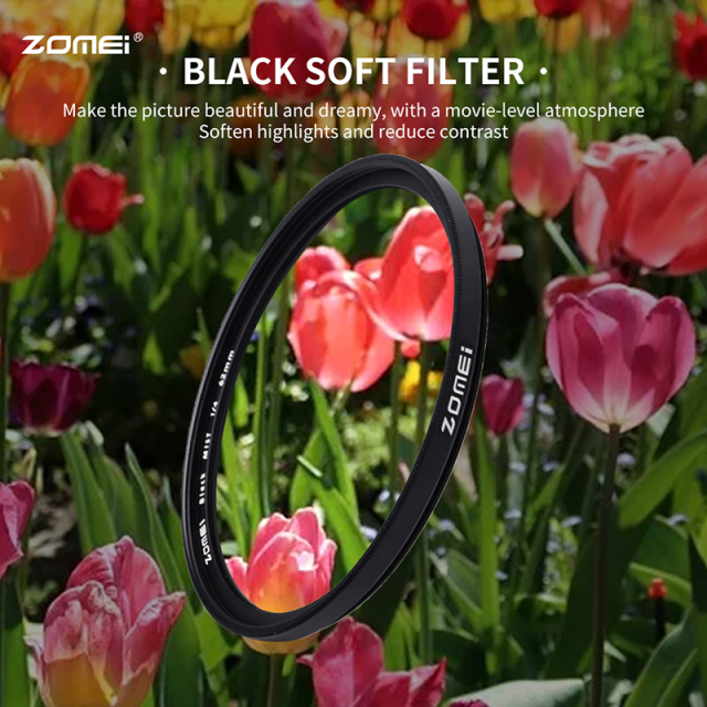 67mm 1/4 Black Mist Diffusion Cinematic Effect Filter with 18 Multi-Layer Coatings for Video/Vlog/Portrait Photography