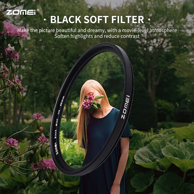 67mm 1/4 Black Mist Diffusion Cinematic Effect Filter with 18 Multi-Layer Coatings for Video/Vlog/Portrait Photography