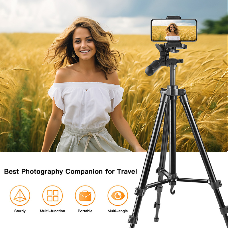 Cell Phone Tripod Phone Holder and Tripod Bag Lightweight Portable Camera Tripod Stand Compatible with Smartphone