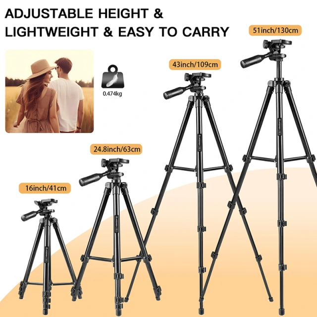Cell Phone Tripod Phone Holder and Tripod Bag Lightweight Portable Camera Tripod Stand Compatible with Smartphone