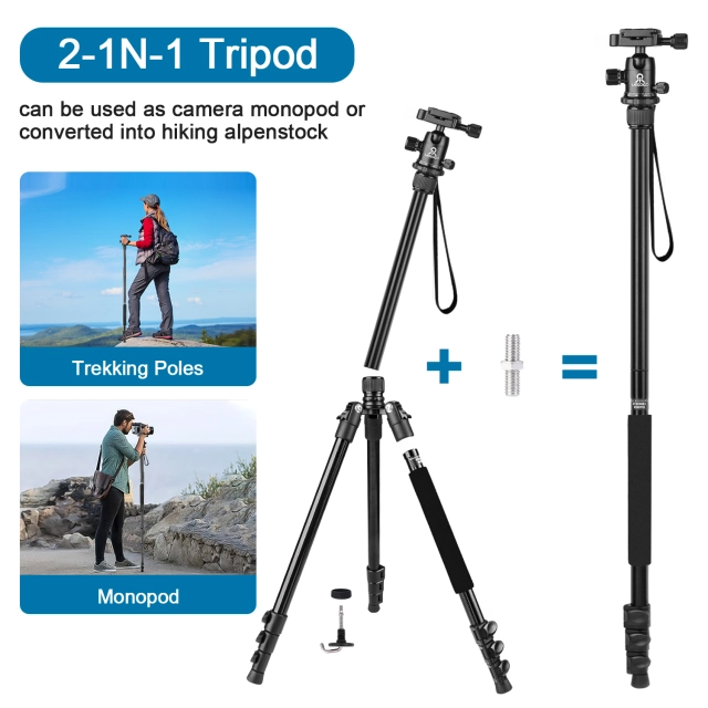 Heavy Duty Tripod for Camera and Phone Camera Monopod Tripod DSLR Binoculars Spotting Scope Camcorders Video Tripod Stand 196cm