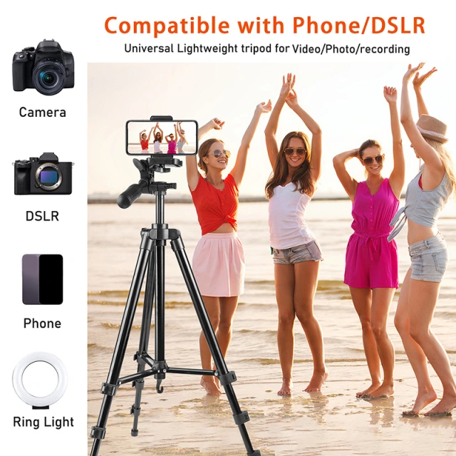 Cell Phone Tripod Phone Holder and Tripod Bag Lightweight Portable Camera Tripod Stand Compatible with Smartphone