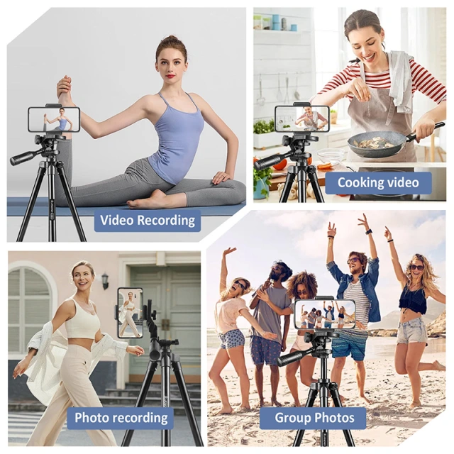 Cell Phone Tripod Phone Holder and Tripod Bag Lightweight Portable Camera Tripod Stand Compatible with Smartphone