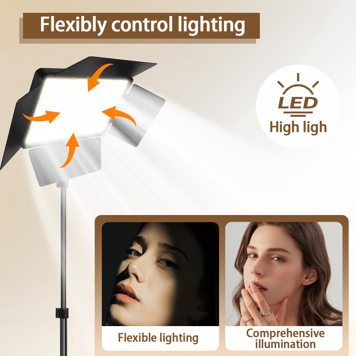 LED Video Lighting Kit, Studio Video Lights with Panel, for YouTube Photography Lighting, , 2500K-6500K, 8 Kinds of The Scene Lights