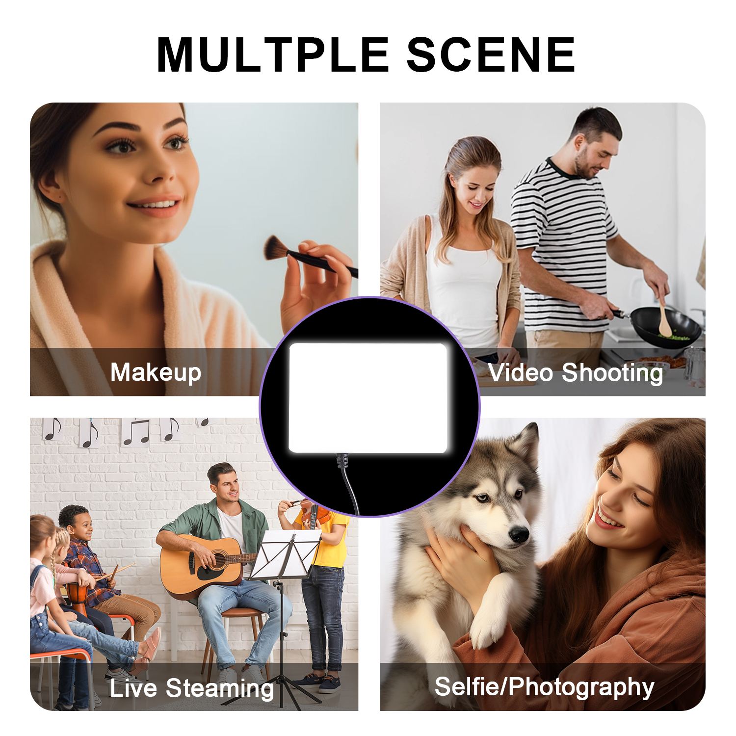 1 Packs LED Video Light with 50" Tripod Stand, Dimmable 2500-8500K Studio Conference Light, Built-in Battery for YouTube/TikTok/Vlog/Streaming
