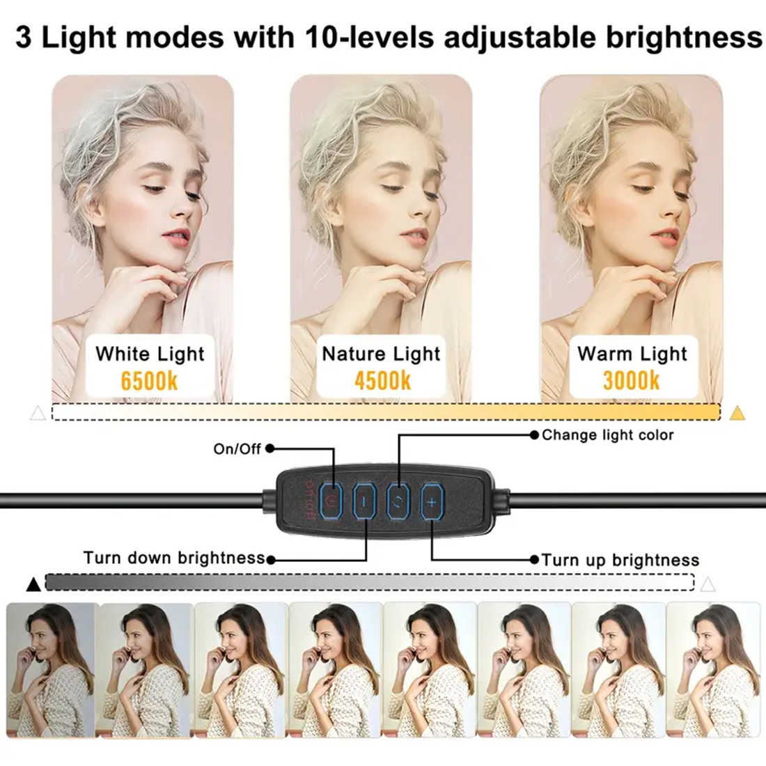 1 Packs LED Video Light with 50" Tripod Stand, Dimmable 2500-8500K Studio Conference Light, Built-in Battery for YouTube/TikTok/Vlog/Streaming