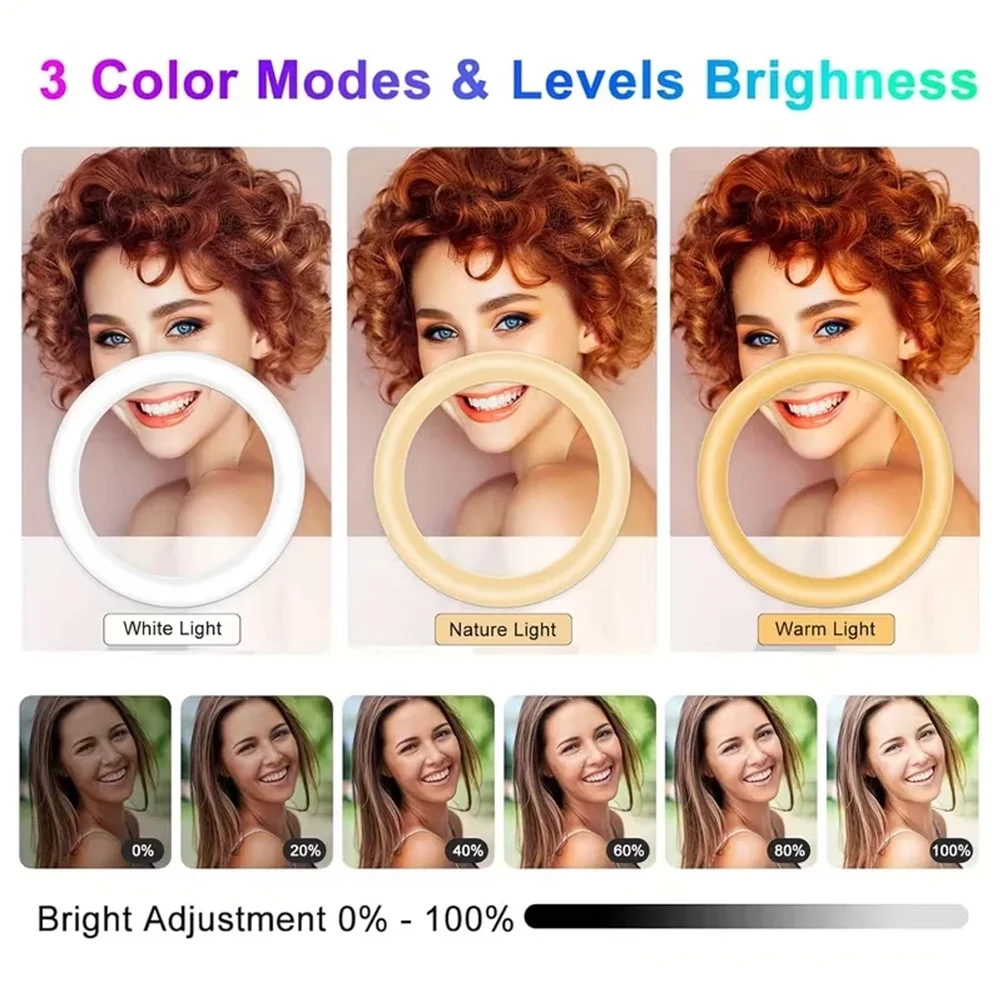 UEGOGO 12" RGB Ring Light with 43" Stand & Phone Holder - 25 Color Modes, Dimmable for iPhone/Android Photos/Videos/TikTok