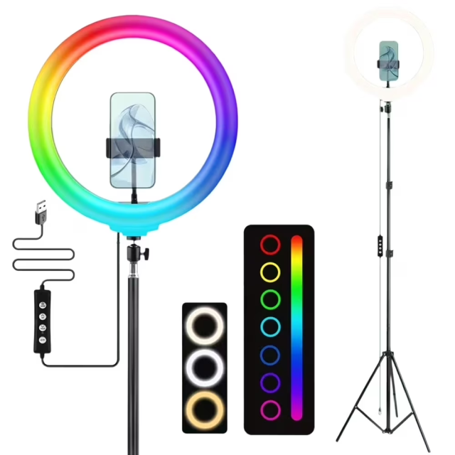 Zomei 10" RGB Ring Light with Tablet Holder,Ring Light for TikTok/Live Stream/Makeup/YouTube