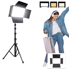 ZOMEI LED Video Light Stand Kit: 2800k-6500K CRI 96+ Dimmable Light with Phone Clip and Barn Door With 63inch/1.6m light stand for studio photography Shooting