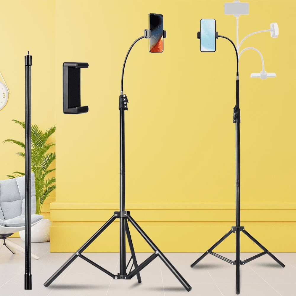 ZOMEI 77" Adjustable Phone Tripod w/Gooseneck & Aluminum Base - for Overhead Shooting, Vlogging, iPhone/Android