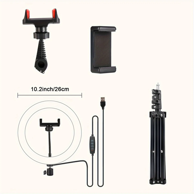 ZOMEI 10-inch Ring Light  43.3"  Extendable Tripod with Phone Holder, for YouTube/TikTok, Compatible iPhone Android Camera, Dimmable