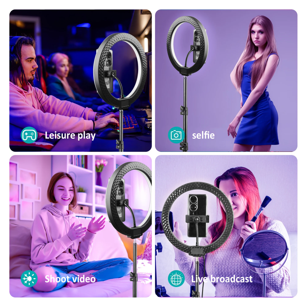 Zomei 10" RGB Ring Light with Tablet Holder,Ring Light for TikTok/Live Stream/Makeup/YouTube