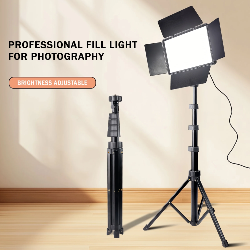 ZOMEI LED Video Light Stand Kit: 2800k-6500K CRI 96+ Dimmable Light with Phone Clip and Barn Door With 63inch/1.6m light stand for studio photography Shooting