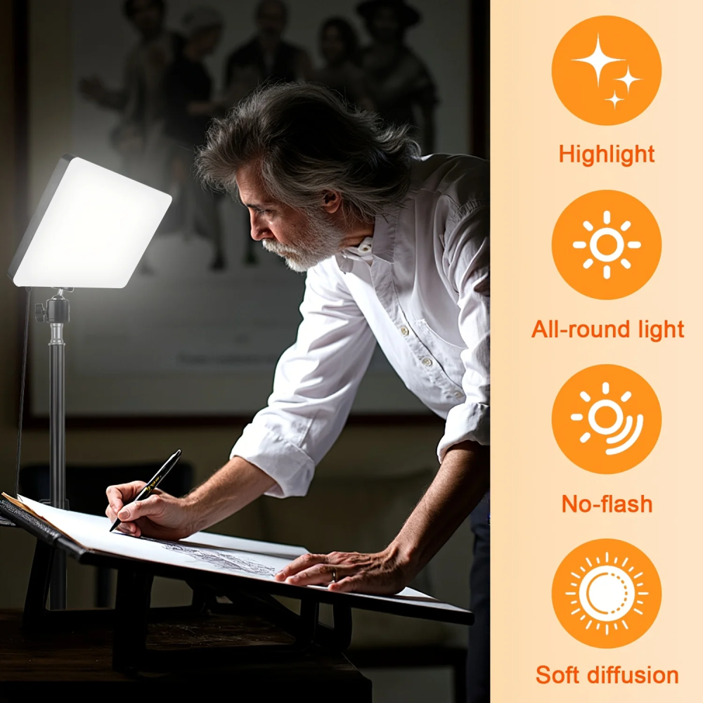 Zomei 10" LED Video Light Kit with 63" Tripod Stand - Dimmable Studio Lighting for YouTube/TikTok/Live Streaming