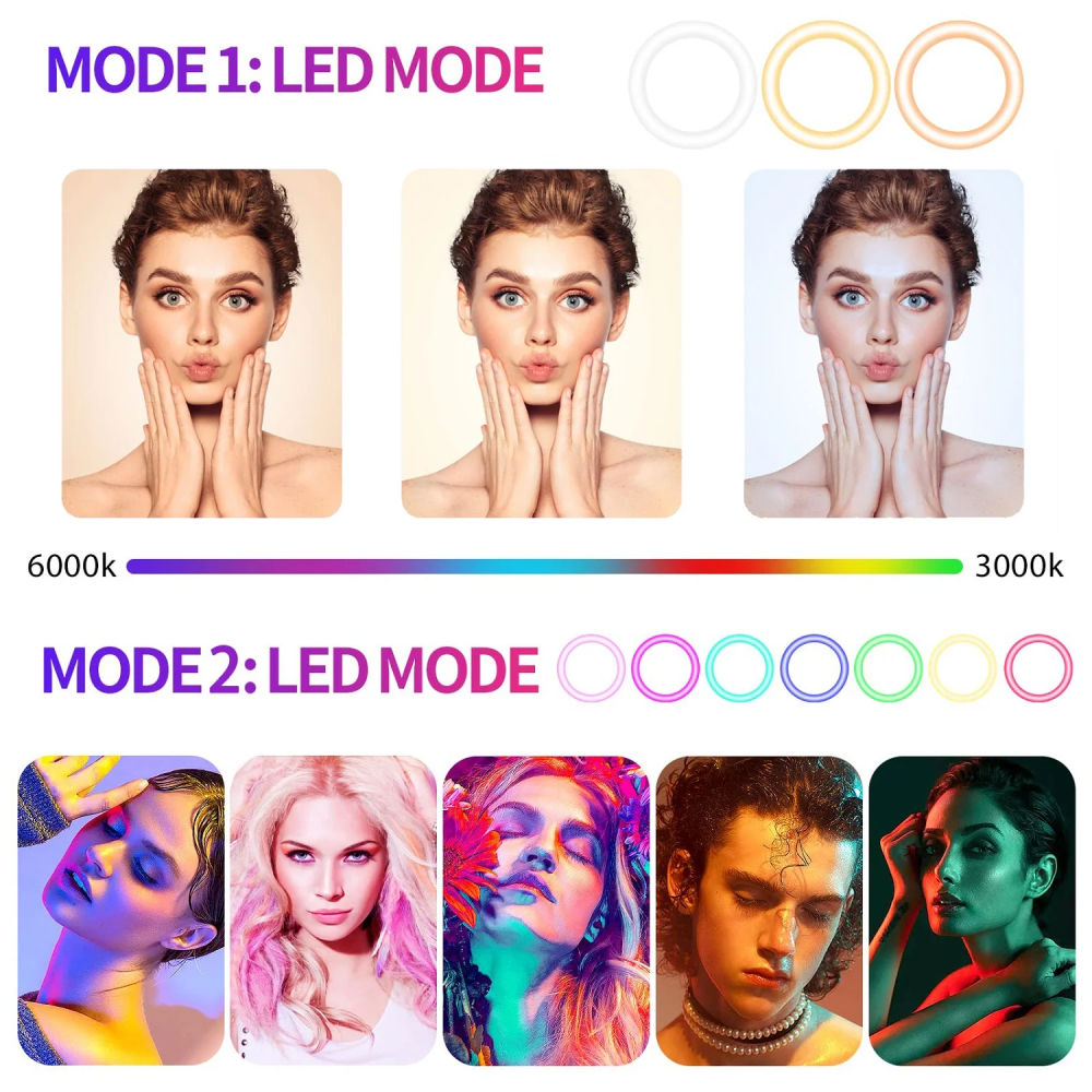 Zomei 10" RGB Ring Light with Tablet Holder,Ring Light for TikTok/Live Stream/Makeup/YouTube