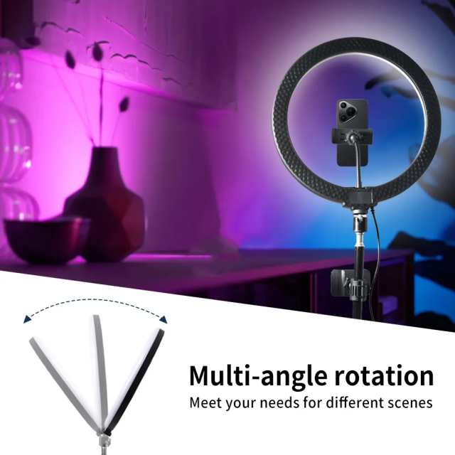 Zomei 12" RGB Ring Light w/63" Tripod & Phone Holder - Dimmable LED for Live Stream/TikTok/Zoom/Vlog (valentines day)