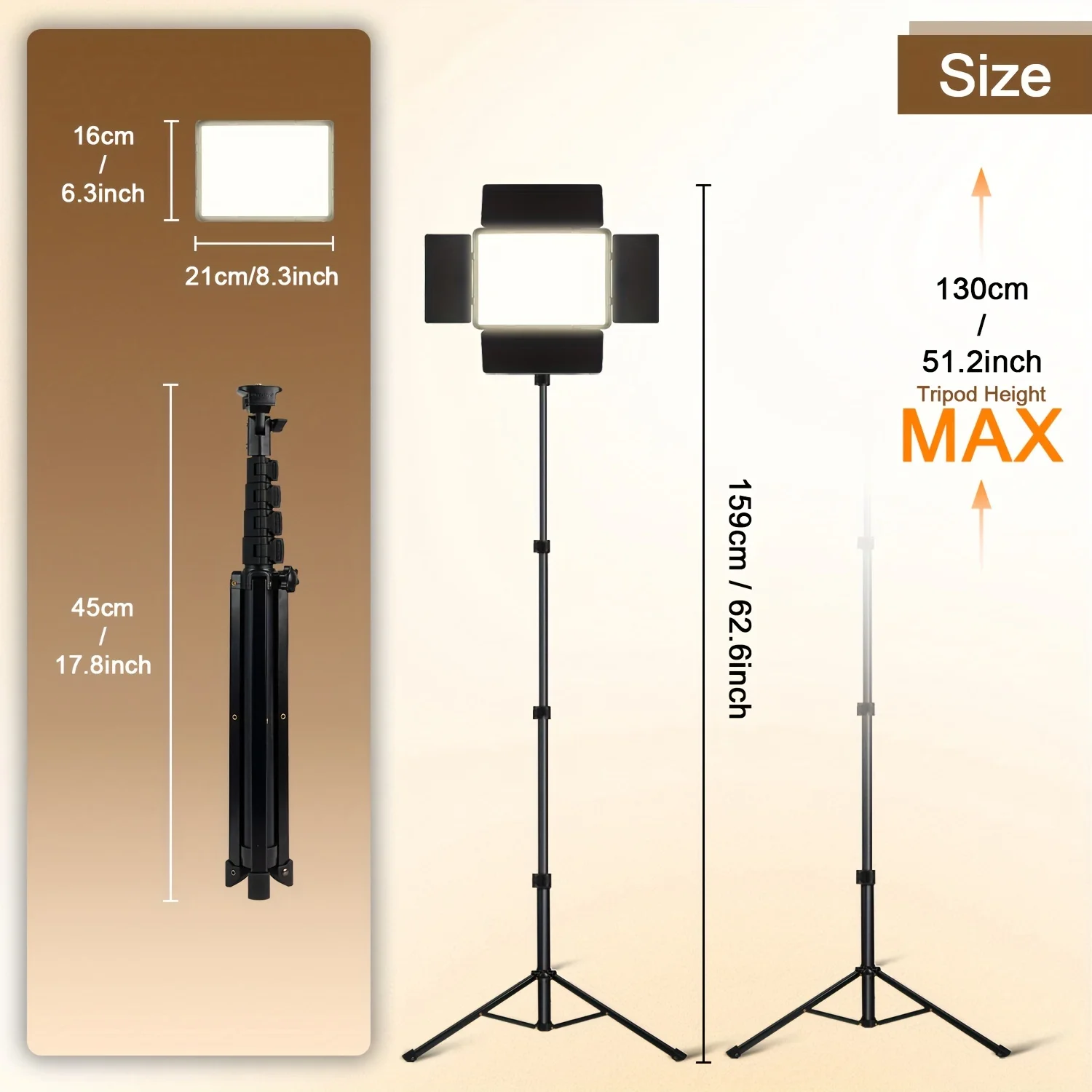 ZOMEI LED Video Light Stand Kit: 2800k-6500K CRI 96+ Dimmable Light with Phone Clip and Barn Door With 63inch/1.6m light stand for studio photography Shooting