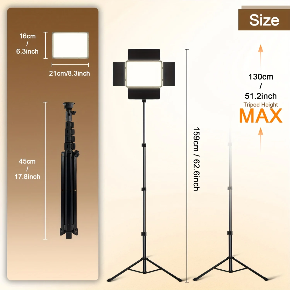 ZOMEI LED Video Light Stand Kit: 2800k-6500K CRI 96+ Dimmable Light with Phone Clip and Barn Door With 63inch/1.6m light stand for studio photography Shooting