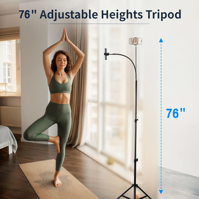 ZOMEI 77" Adjustable Phone Tripod w/Gooseneck & Aluminum Base - for Overhead Shooting, Vlogging, iPhone/Android