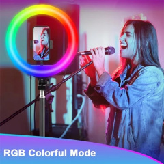 ZOMEI 10" RGB Selfie Ring Light With Adjustable Tripod, Ext Rod & Phone Holder - for Makeup, Live, Photography, RGB Modes