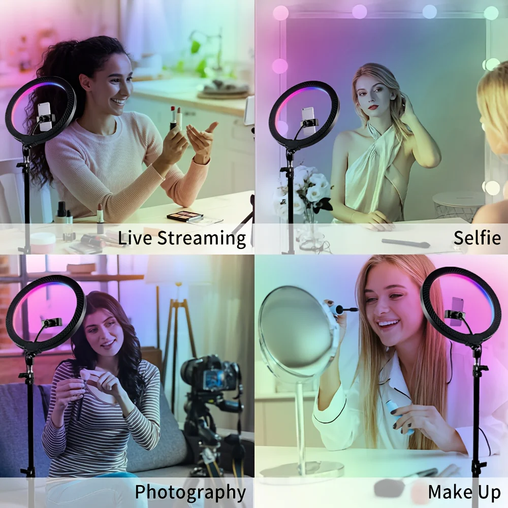 Zomei 12" RGB Ring Light w/63" Tripod & Phone Holder - Dimmable LED for Live Stream/TikTok/Zoom/Vlog (valentines day)