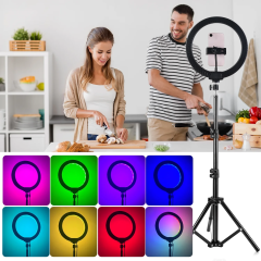 Zomei 10" RGB Ring Light with Tablet Holder,Ring Light for TikTok/Live Stream/Makeup/YouTube