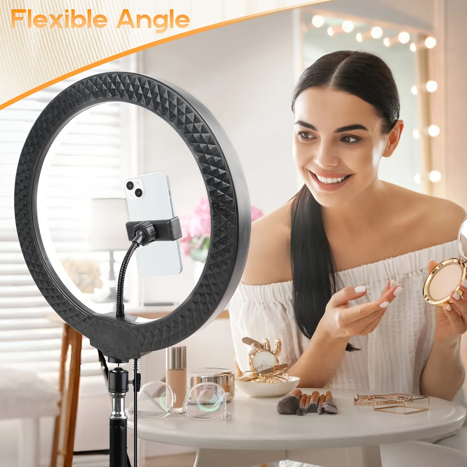 ZOMEI 12" RGB Ring Light with 43" Stand & Phone/iPad Holder, 53 Modes for Vlog/Photo/Video