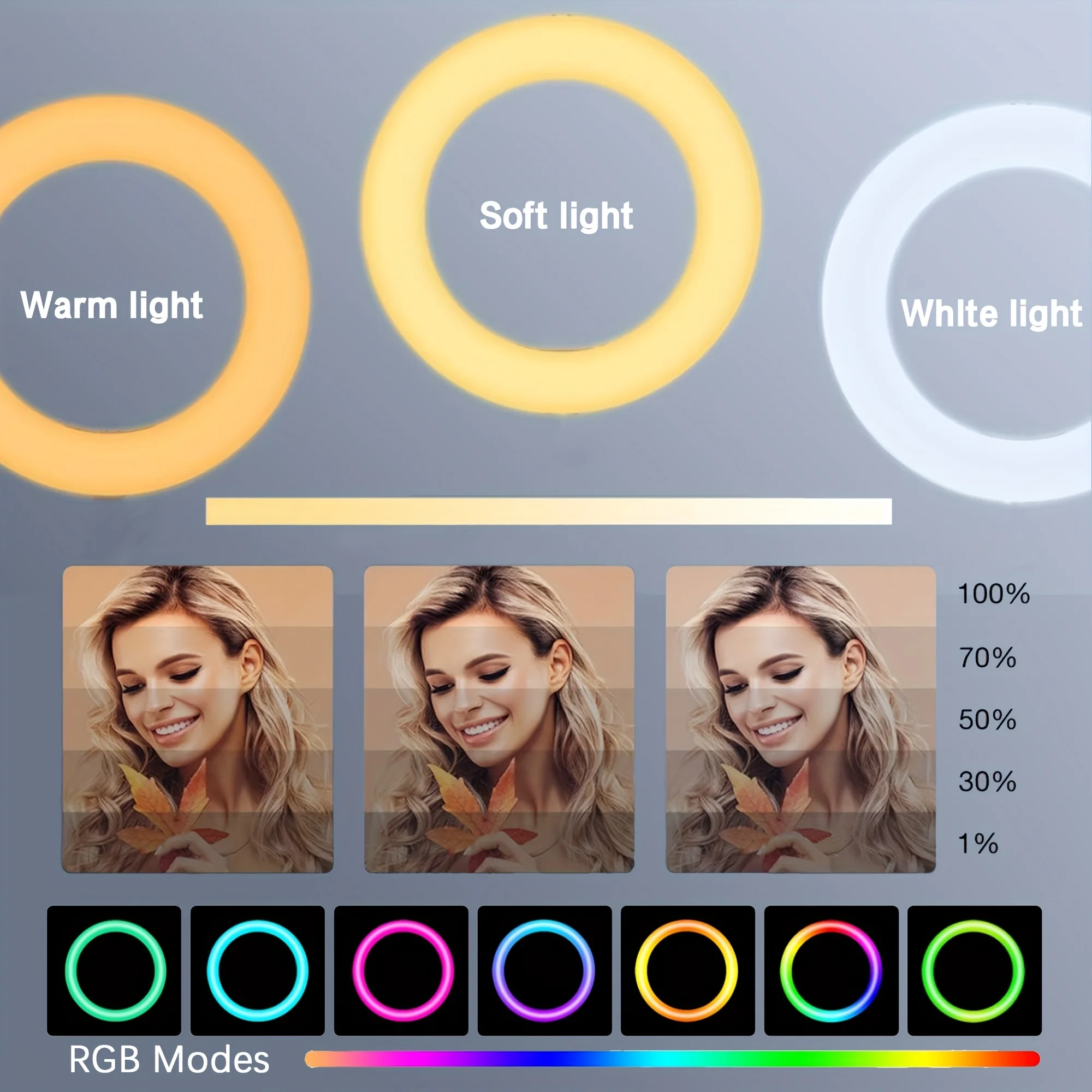 Zomei 12" RGB Ring Light w/63" Tripod & Phone Holder - Dimmable LED for Live Stream/TikTok/Zoom/Vlog (valentines day)