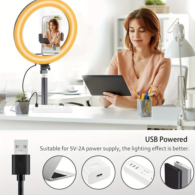 10" ring light With 43.3" tripod & phone holder - perfect for videos, makeup & content creation (YouTube/TikTok/Twitch)