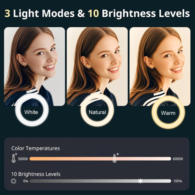 10" ring light With 43.3" tripod & phone holder - perfect for videos, makeup & content creation (YouTube/TikTok/Twitch)