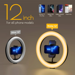 12" LED Ring Light Kit - 3 Lighting Modes + 43.3" Tripod for Streaming/Makeup/YouTube (With Phone Holder)