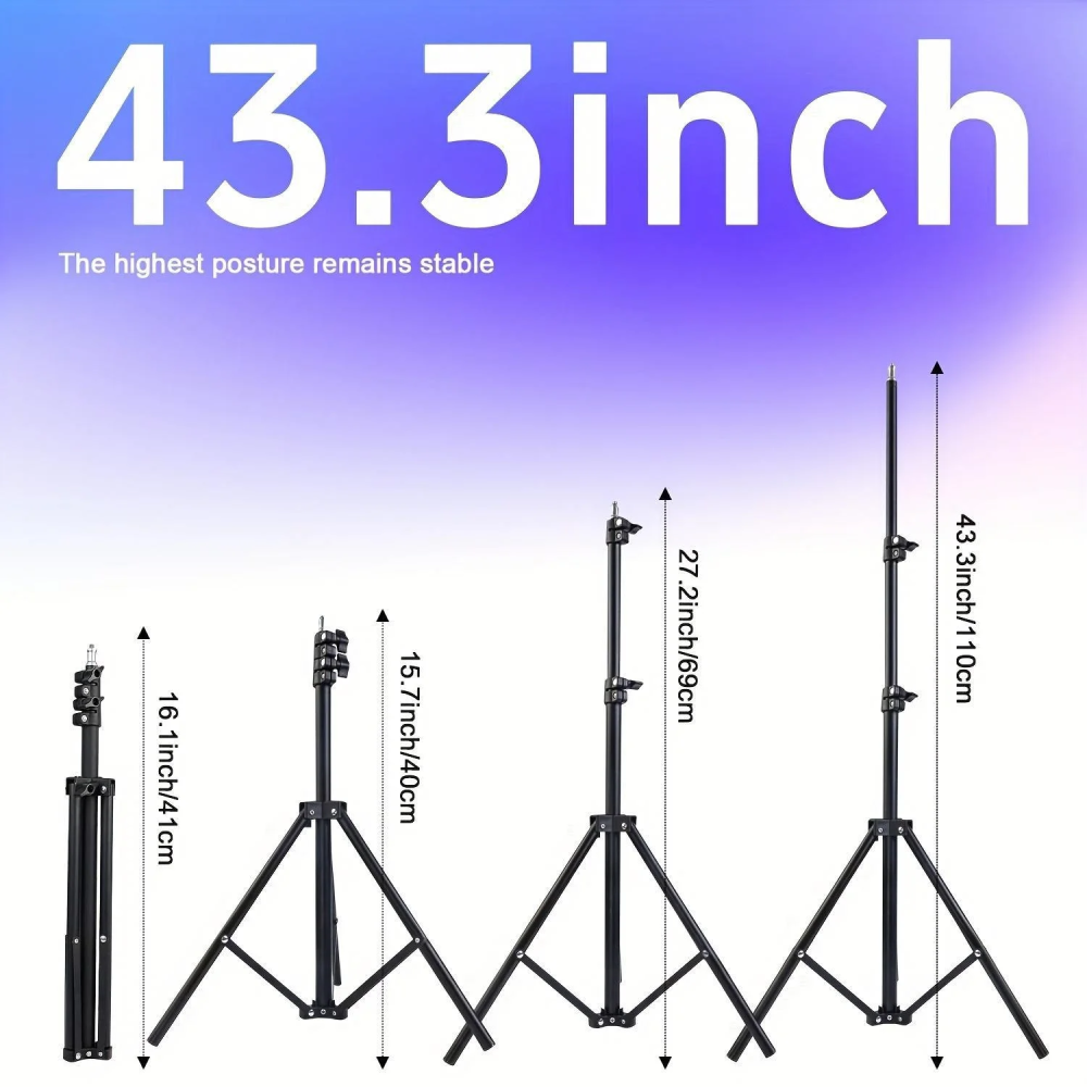 10" Professional Ring Light with Adjustable Tripod & Phone Holder – Retractable Color Temp, Perfect for Live Streams/YouTube/TikTok, Ideal Christmas Gift