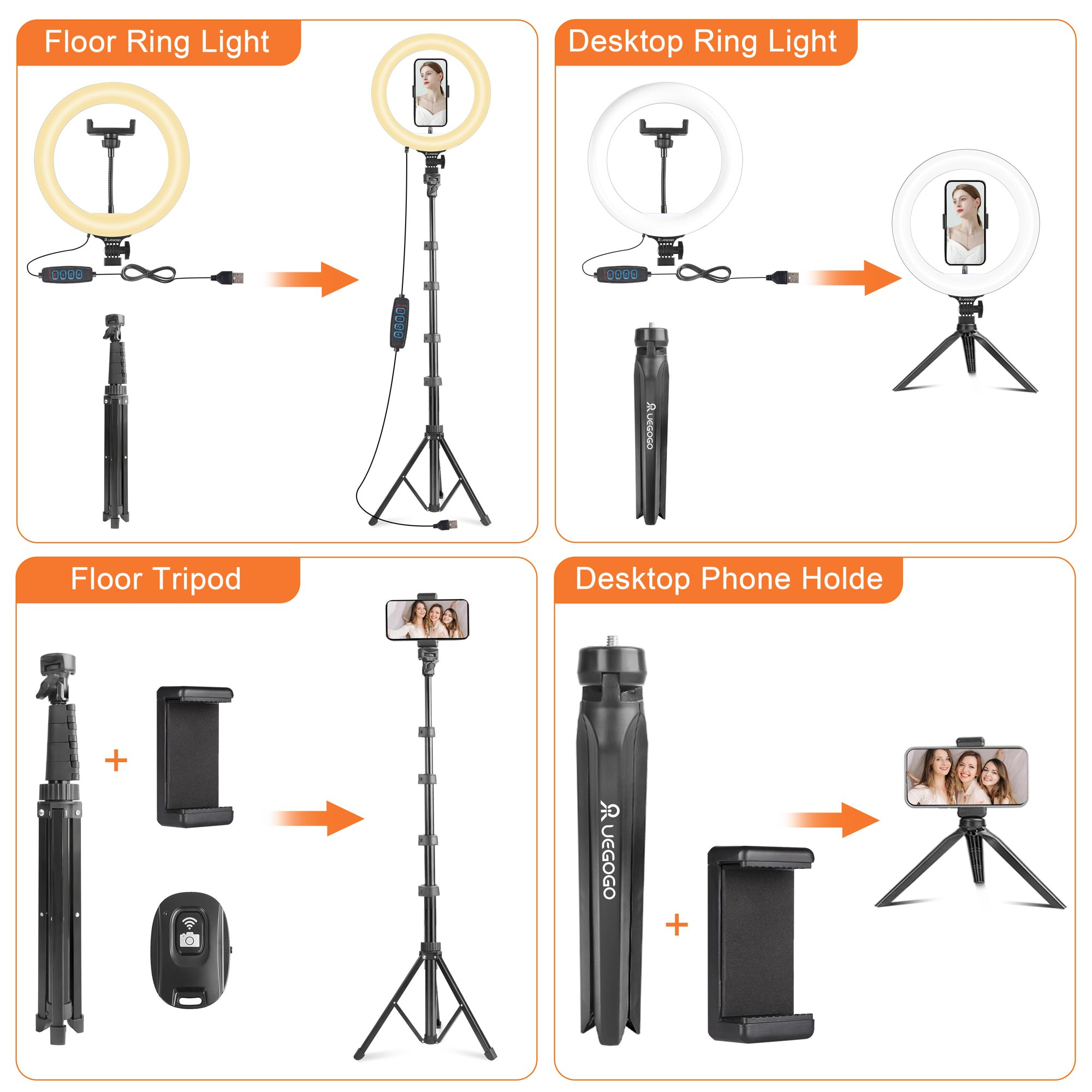 Pro Glow Studio: 10" Ring Light + 63" Tripod & Phone Grip | 3-Color 10-Level for Stream/Vlog