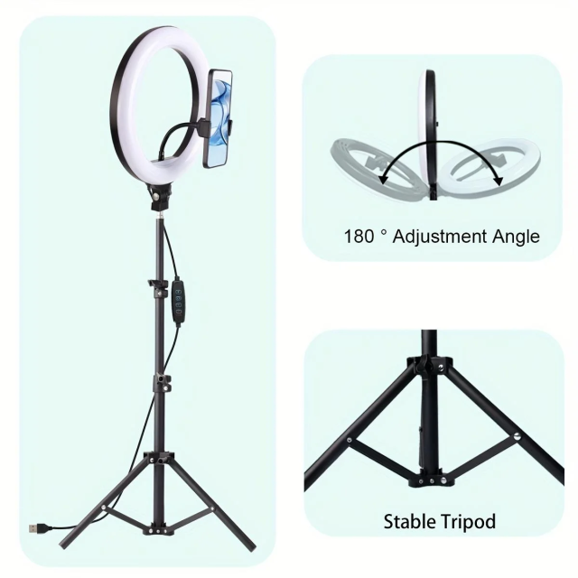 10" ring light With 43.3" tripod & phone holder - perfect for videos, makeup & content creation (YouTube/TikTok/Twitch)