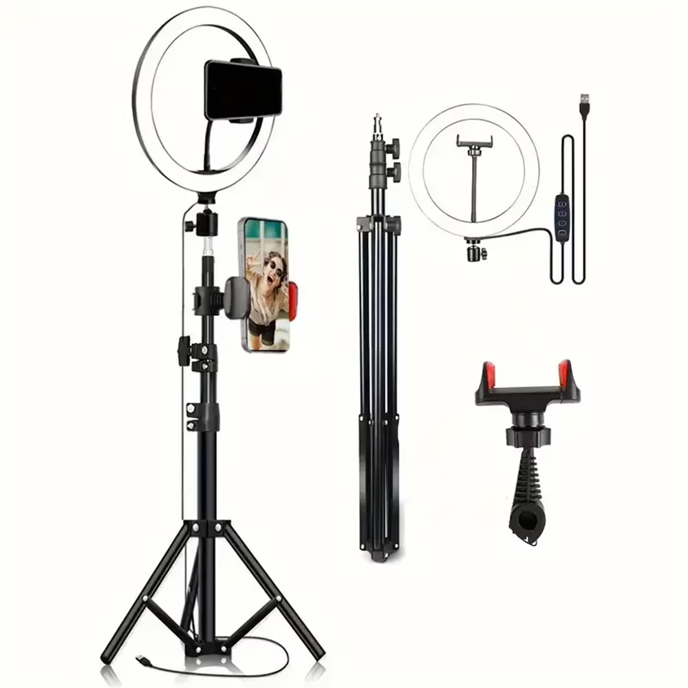 12" LED Ring Light Kit - 3 Lighting Modes + 43.3" Tripod for Streaming/Makeup/YouTube (With Phone Holder)