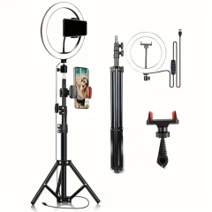 12" LED Ring Light Kit - 3 Lighting Modes + 43.3" Tripod for Streaming/Makeup/YouTube (With Phone Holder)
