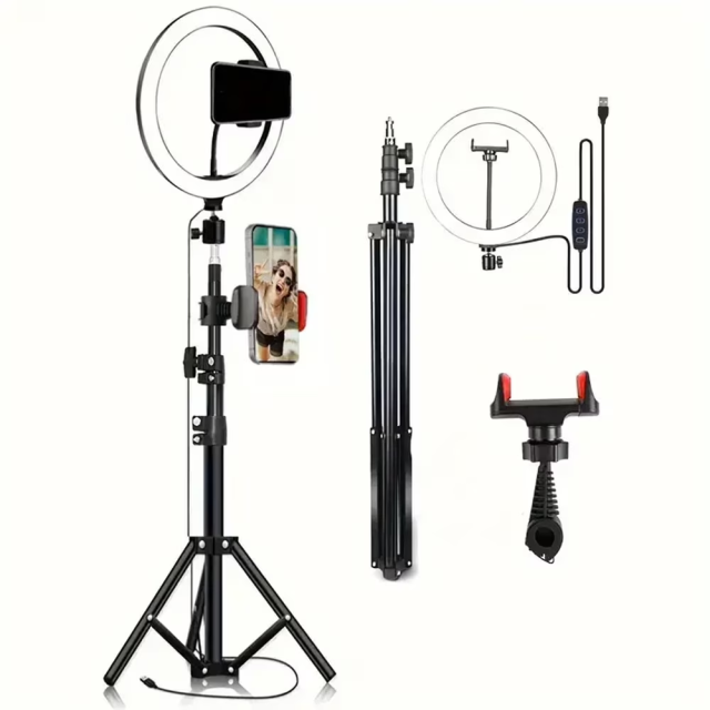 12" LED Ring Light Kit - 3 Lighting Modes + 43.3" Tripod for Streaming/Makeup/YouTube (With Phone Holder)