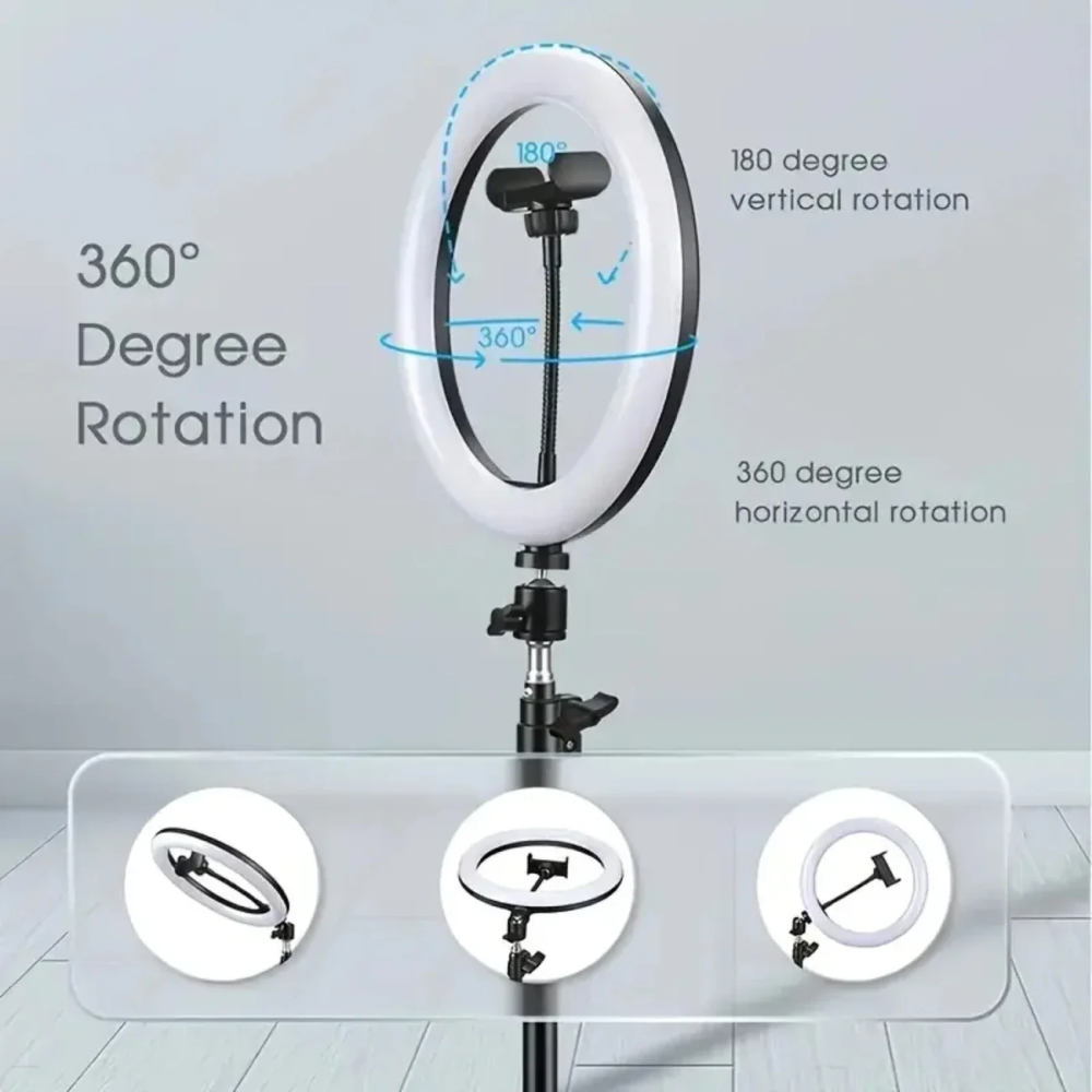 12" LED Ring Light Kit - 3 Lighting Modes + 43.3" Tripod for Streaming/Makeup/YouTube (With Phone Holder)