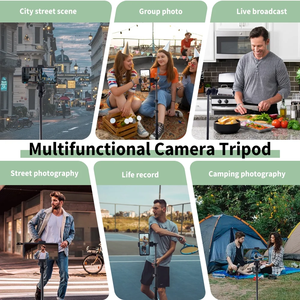 63 inch Phone Tripod, Selfie Stick Stand, For Video Recording, Compatible With Phone/ Camera Black