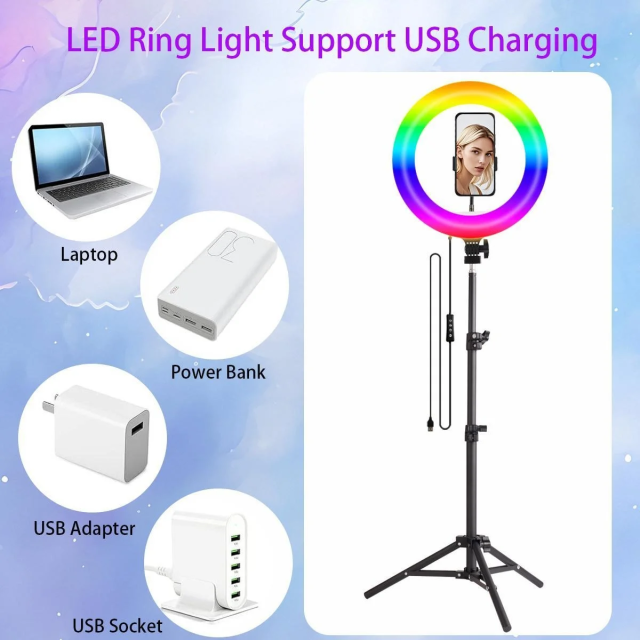 10" Professional Ring Light with Adjustable Tripod & Phone Holder – Retractable Color Temp, Perfect for Live Streams/YouTube/TikTok, Ideal Christmas Gift
