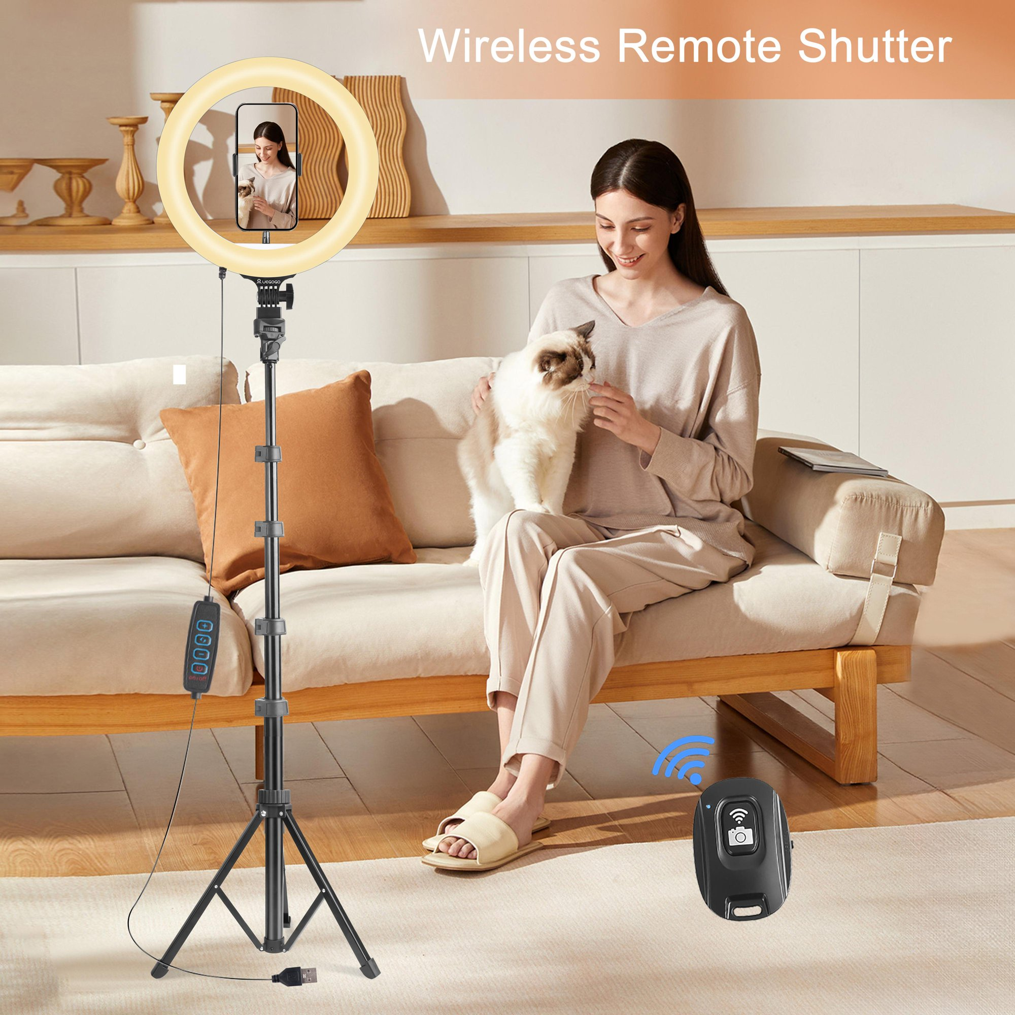 Pro Glow Studio: 10" Ring Light + 63" Tripod & Phone Grip | 3-Color 10-Level for Stream/Vlog