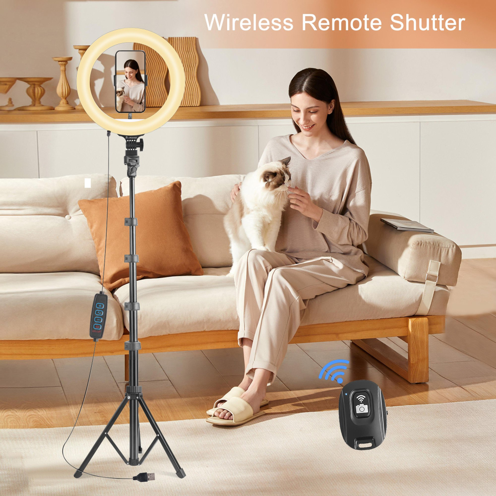 Pro Glow Studio: 10" Ring Light + 63" Tripod & Phone Grip | 3-Color 10-Level for Stream/Vlog
