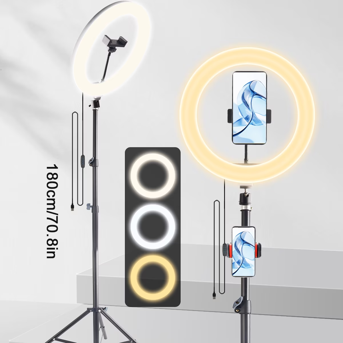 12" Selfie Ring Light with 74" Extendable Tripod, Phone Holder Control, Dimmable LED Light for Streaming, TikTok, Zoom, Vlogging - Create Pro Lighting Easily!