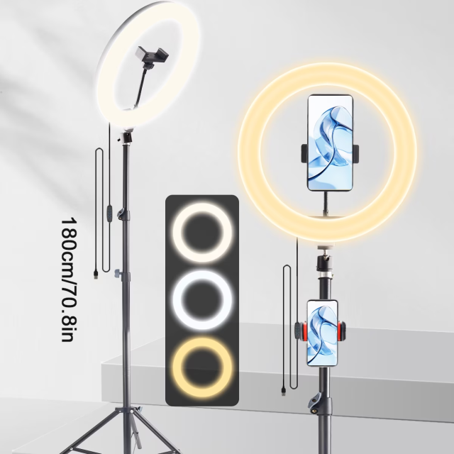 12" Selfie Ring Light with 74" Extendable Tripod, Phone Holder Control, Dimmable LED Light for Streaming, TikTok, Zoom, Vlogging - Create Pro Lighting Easily!