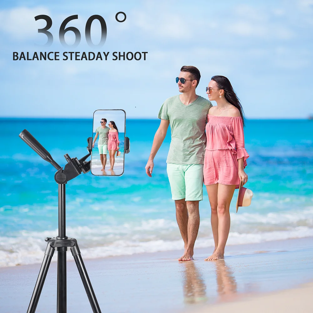 Phone Tripod with Remote & Clip for iPhone/Android/Camera, Live/Vlog/Selfies