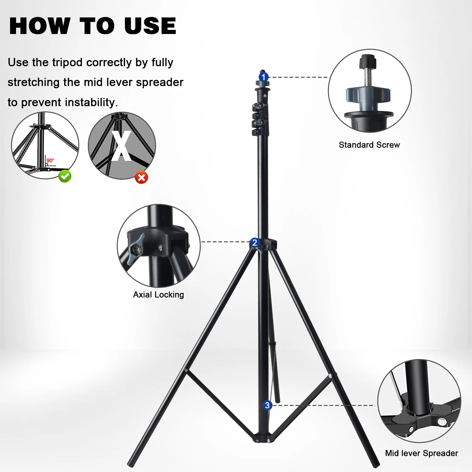 Pro Photo Studio Kit | 2.6x3m Adjustable Backdrop Stand System with 6 Clips, 2 Sandbags & Carry Case (No Curtain) | Perfect for Portrait/Video Shooting