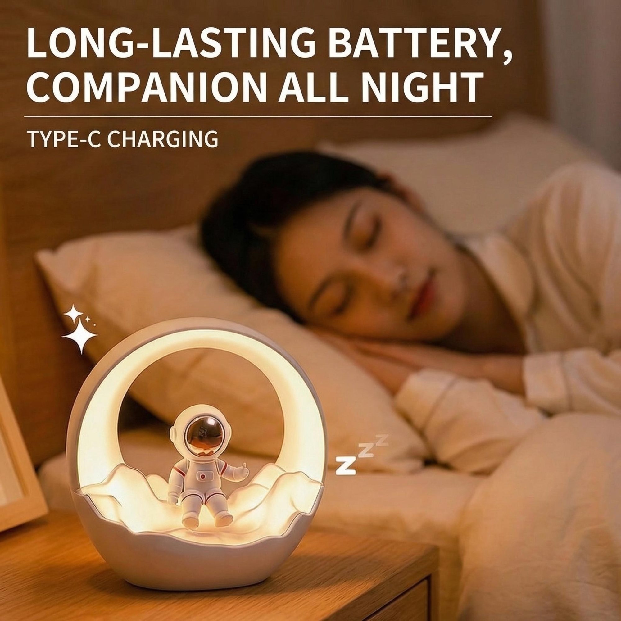 Astronaut Moon Night Light for Kids, Rechargeable Dimmable Touch Control, 3 Light Modes Eye-Caring Bedside Lamp, Space Theme Perfect Birthday Christmas Gift.