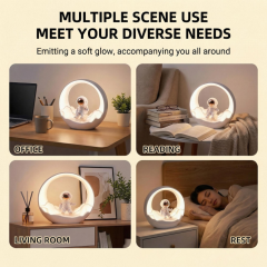 Astronaut Moon Night Light for Kids, Rechargeable Dimmable Touch Control, 3 Light Modes Eye-Caring Bedside Lamp, Space Theme Perfect Birthday Christmas Gift.