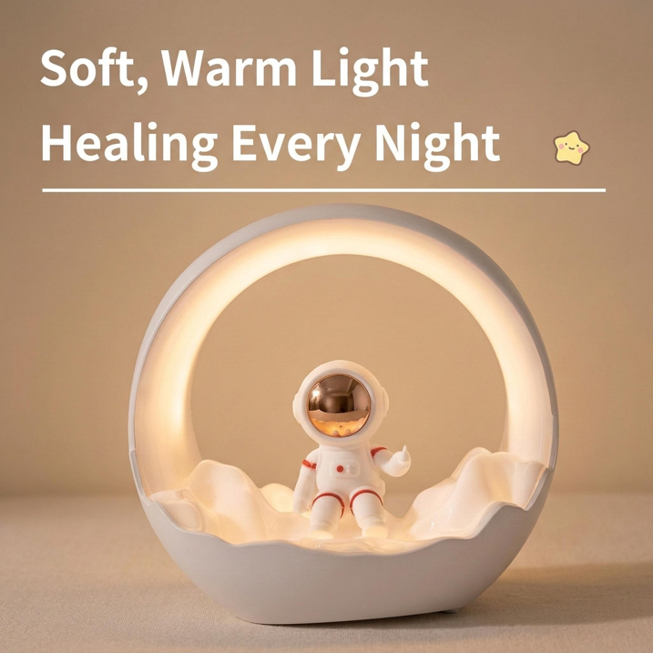 Astronaut Moon Night Light for Kids, Rechargeable Dimmable Touch Control, 3 Light Modes Eye-Caring Bedside Lamp, Space Theme Perfect Birthday Christmas Gift.