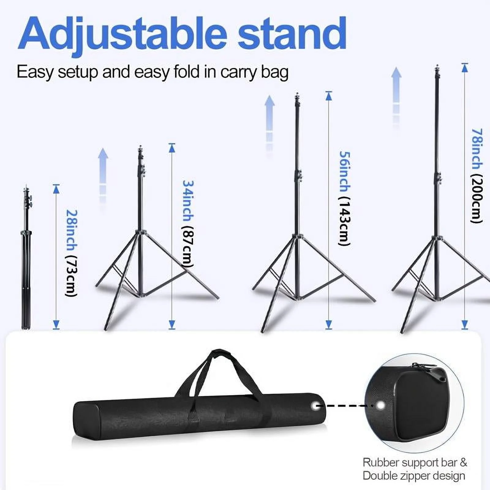 6.6x9.8ft Adjustable Photo Backdrop Stand Kit w/Carry Bag & 6 Clips - for Studio, Weddings, Parties, Baby Photography